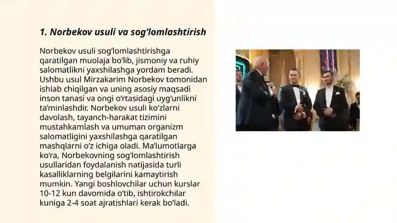 Norbekov usuli va sog‘lomlashtirish 3