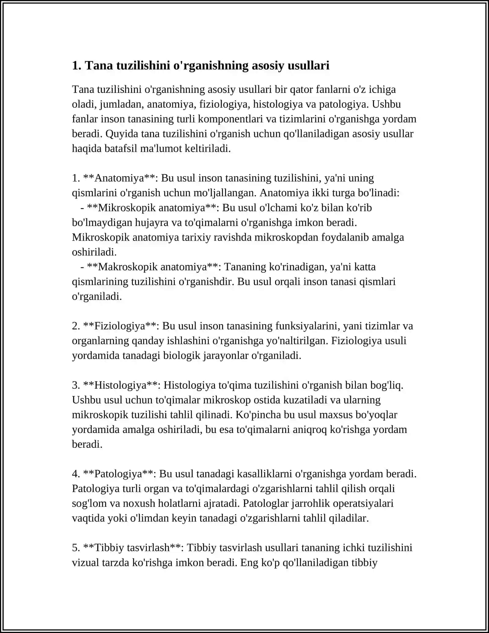 ODAM TANA TUZILISHINI O’RGANISH USULLARI 3