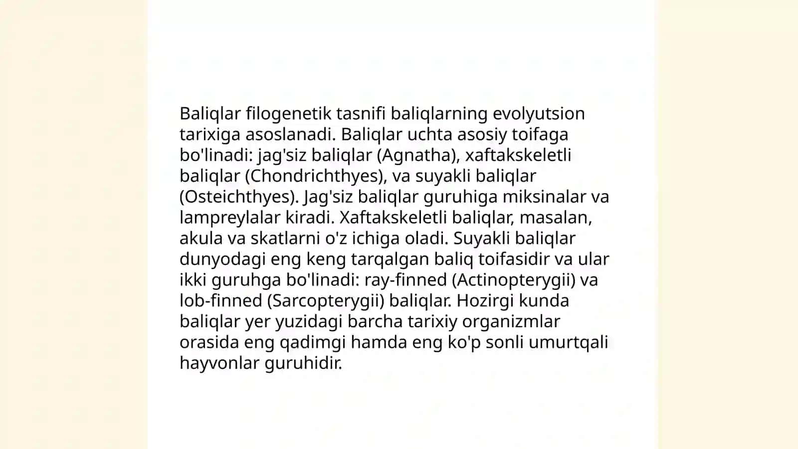 Baliqlar filogenetik tasnifi 3