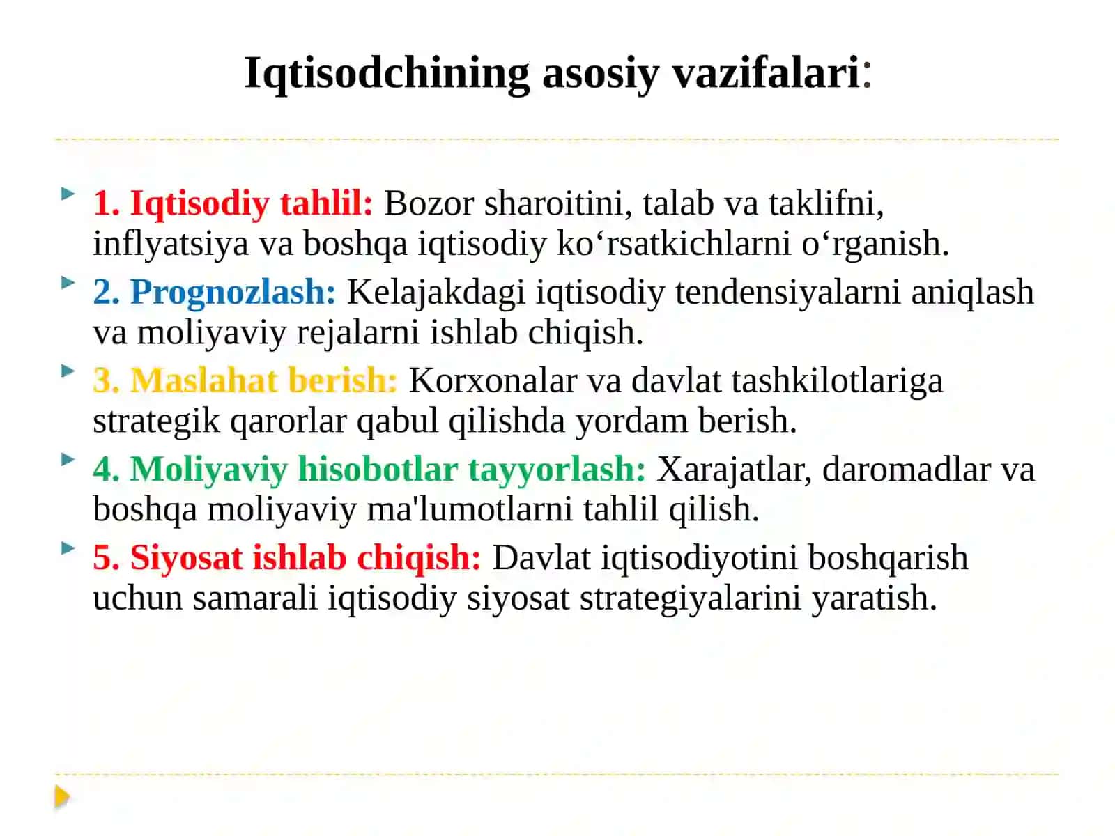 Iqtisodchi mutaxassisning kasbiy ko'nikmalari 3