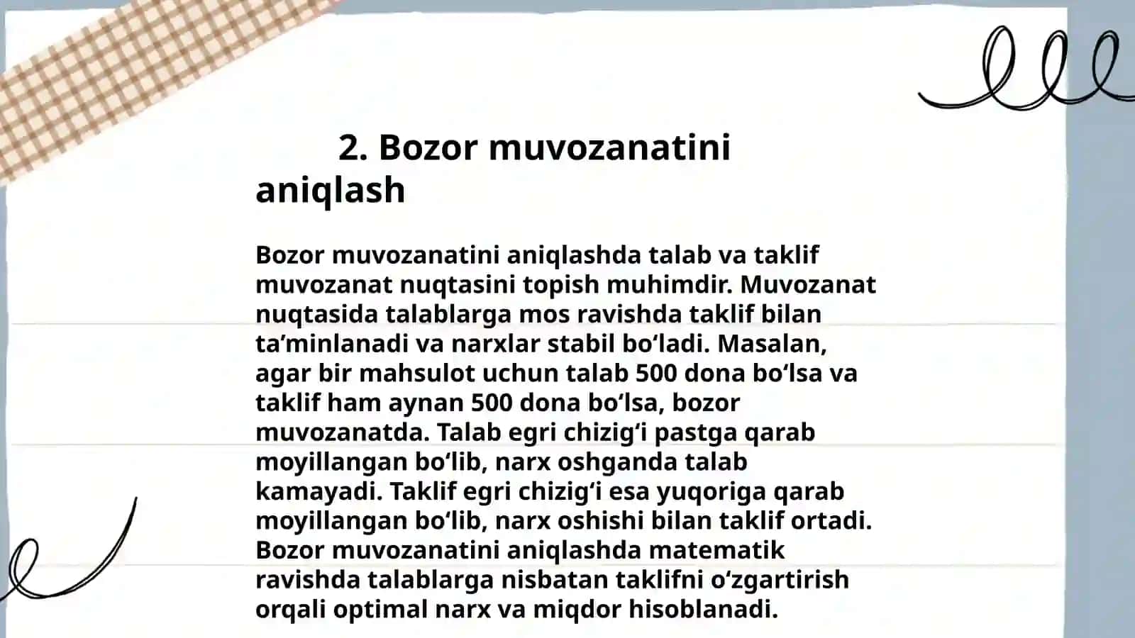 MAHALLIY BOZORDA TALAB VA TAKLIF TAHLILI VA BOZOR MUVOZANATI 3