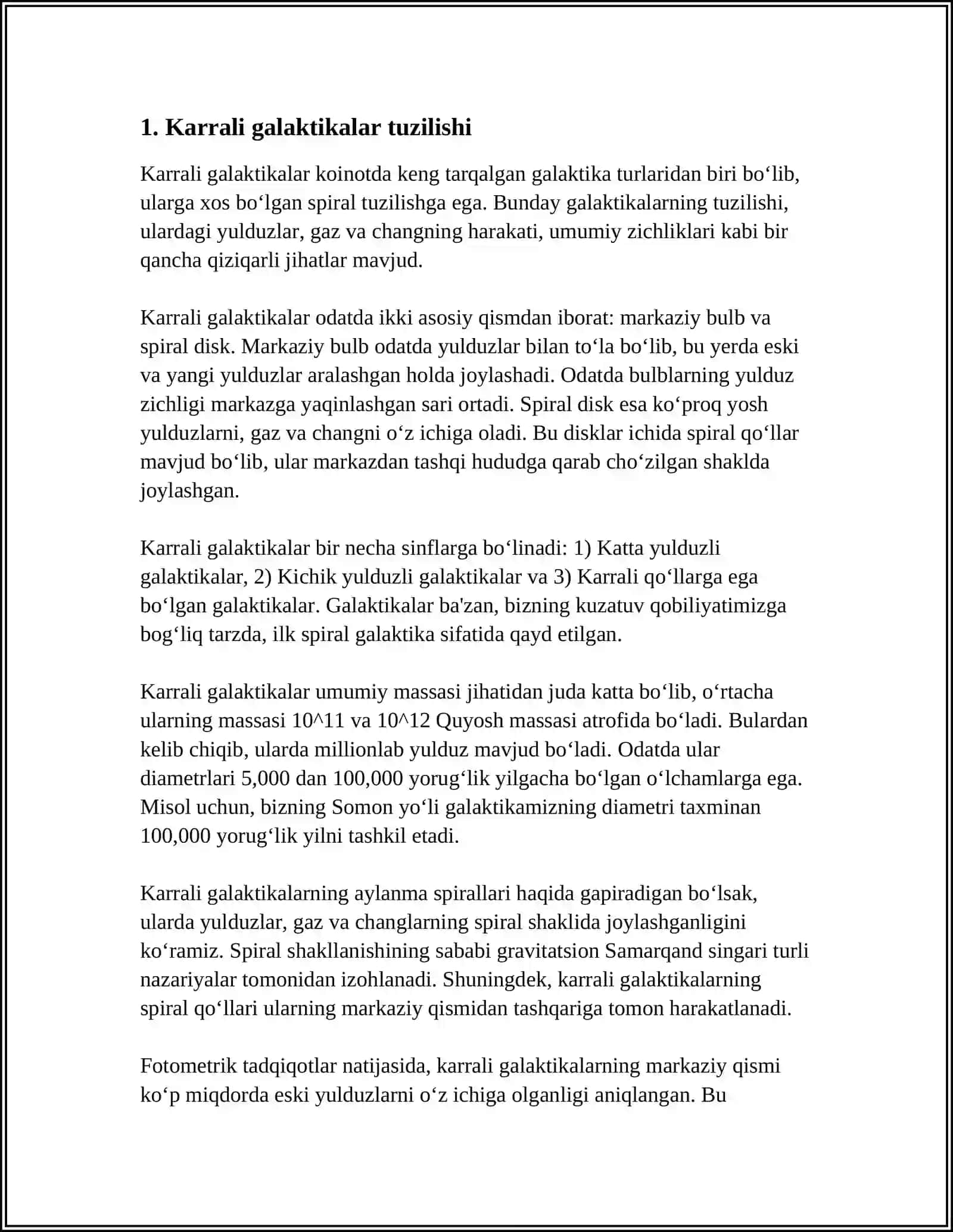 GALAKTIKALARNING YORQIN TO'DALARI. KARRALI GALAKTIKALAR 3