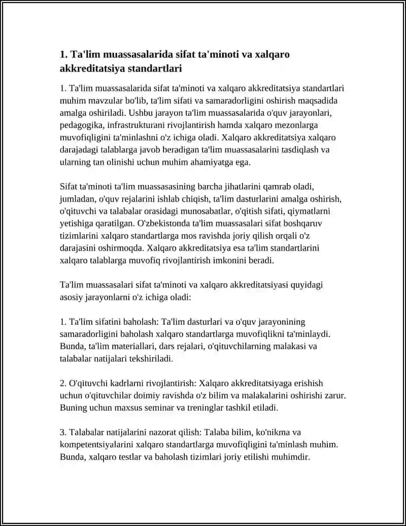 TA’LIM MUASSASASI MENEJMENTI. XALQARO BAHOLASH DASTURLARI 3