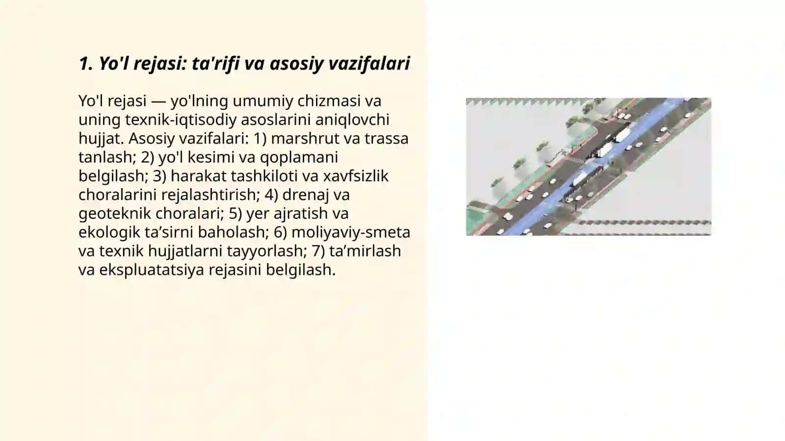 Yo'l rejasi va uning elementlari 3