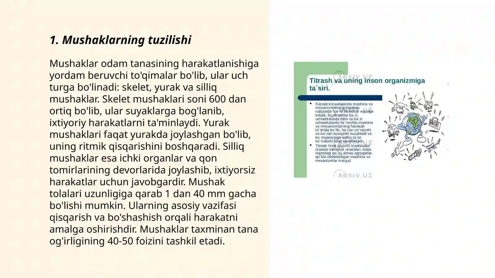 Mushaklarning ishi va biomexanikasi 3