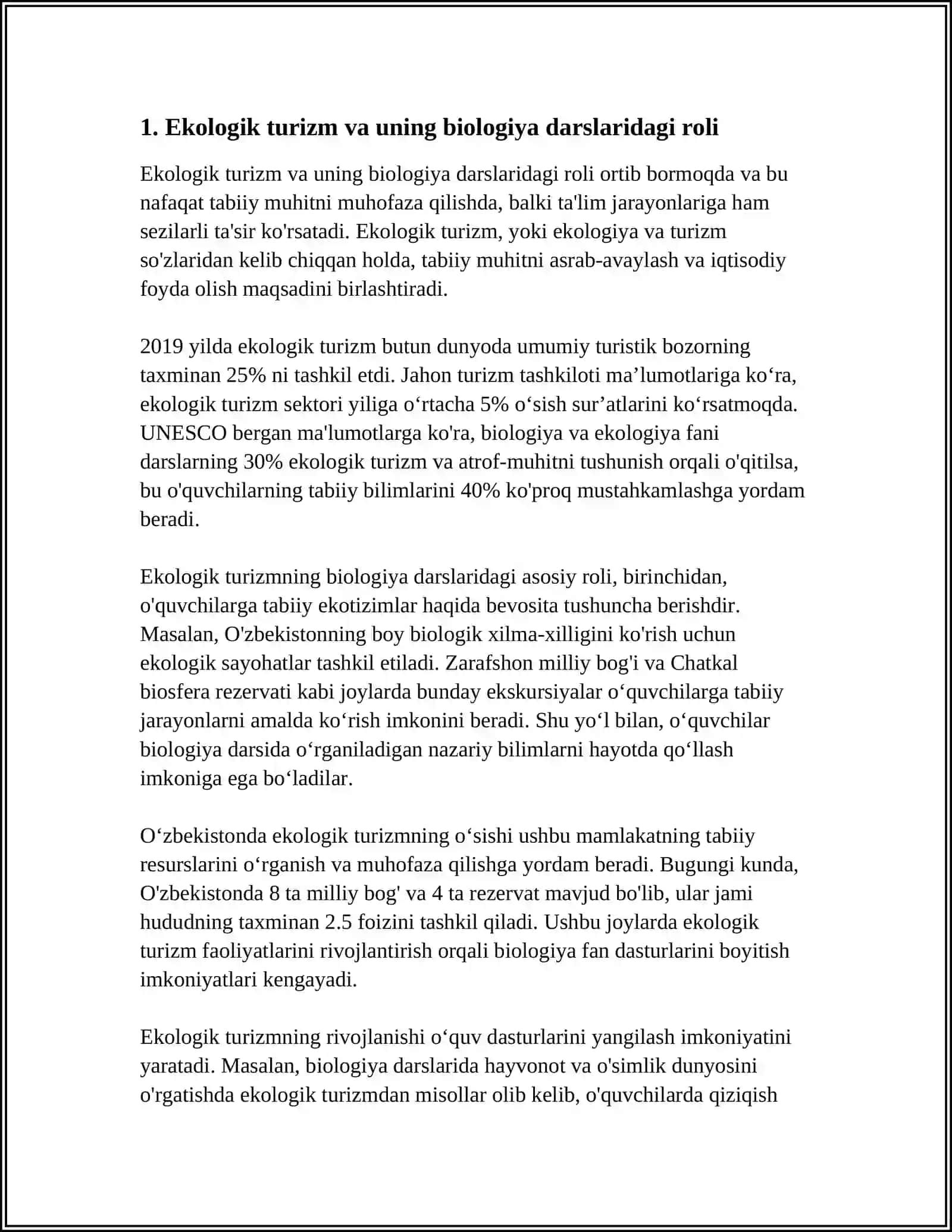 BIOLOGIYA DARSLARI BOʻYICHA EKSKURSIYALAR OʻTKAZISH TARTIBI 3
