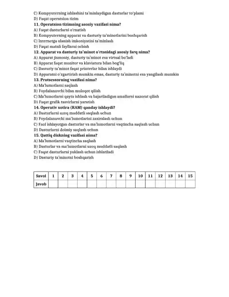 10-sinf informatika yillik test 3