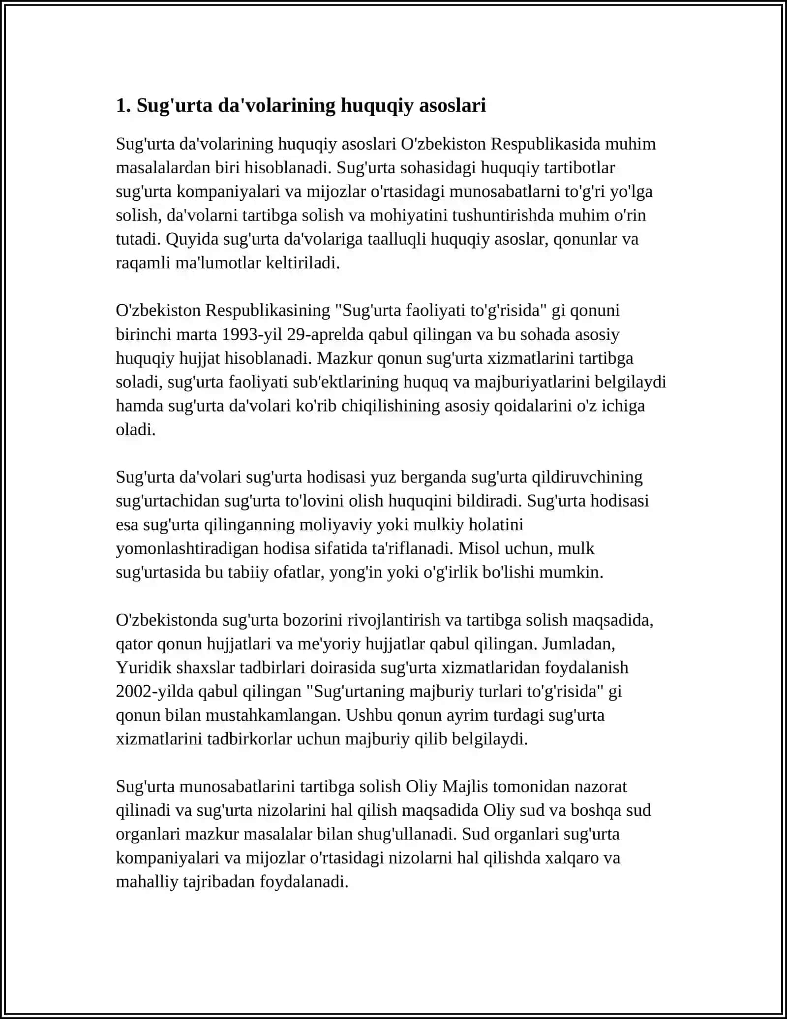 JISMONIY VA YURIDIK SHAXSLARNING SUGʼURTA DAʼVOLARINI KOʼRIB CHIQISH VA HAL QILISH MEXANIZMI 3