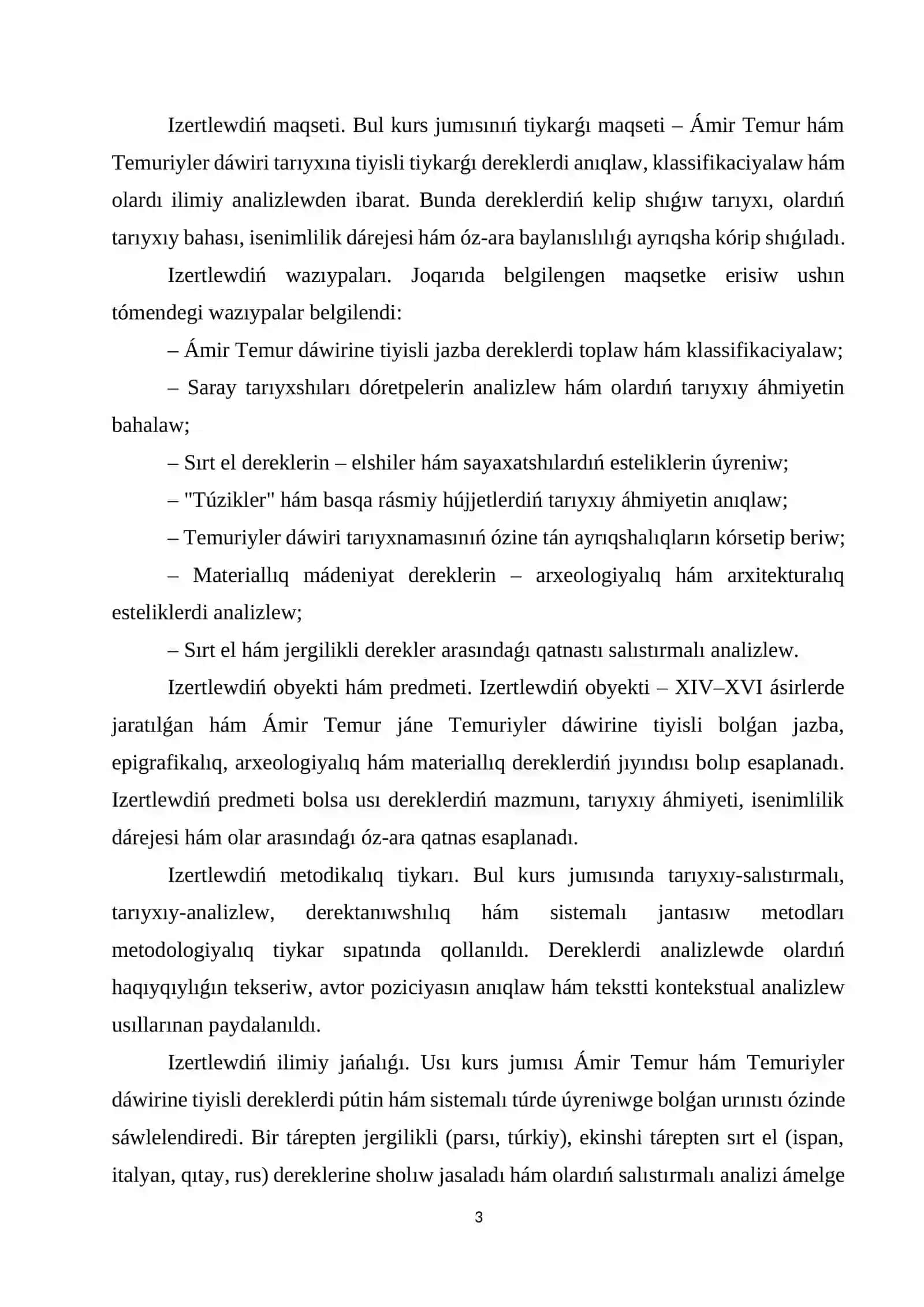 ÁMIR TEMUR HÁM TEMURIYLER DÁWIRI TARIYXINA TIYISLI DEREKLERDIŃ ANALIZI 3
