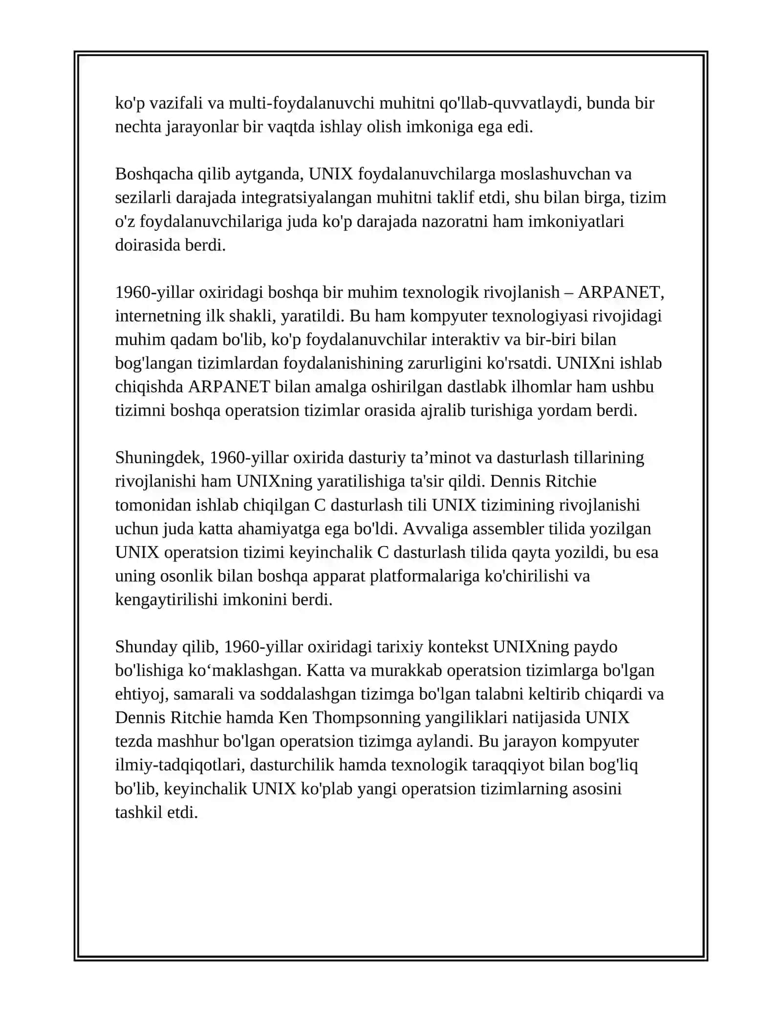 UNIX OPERATSION TIZIMI YARATILISH TARIXI 3