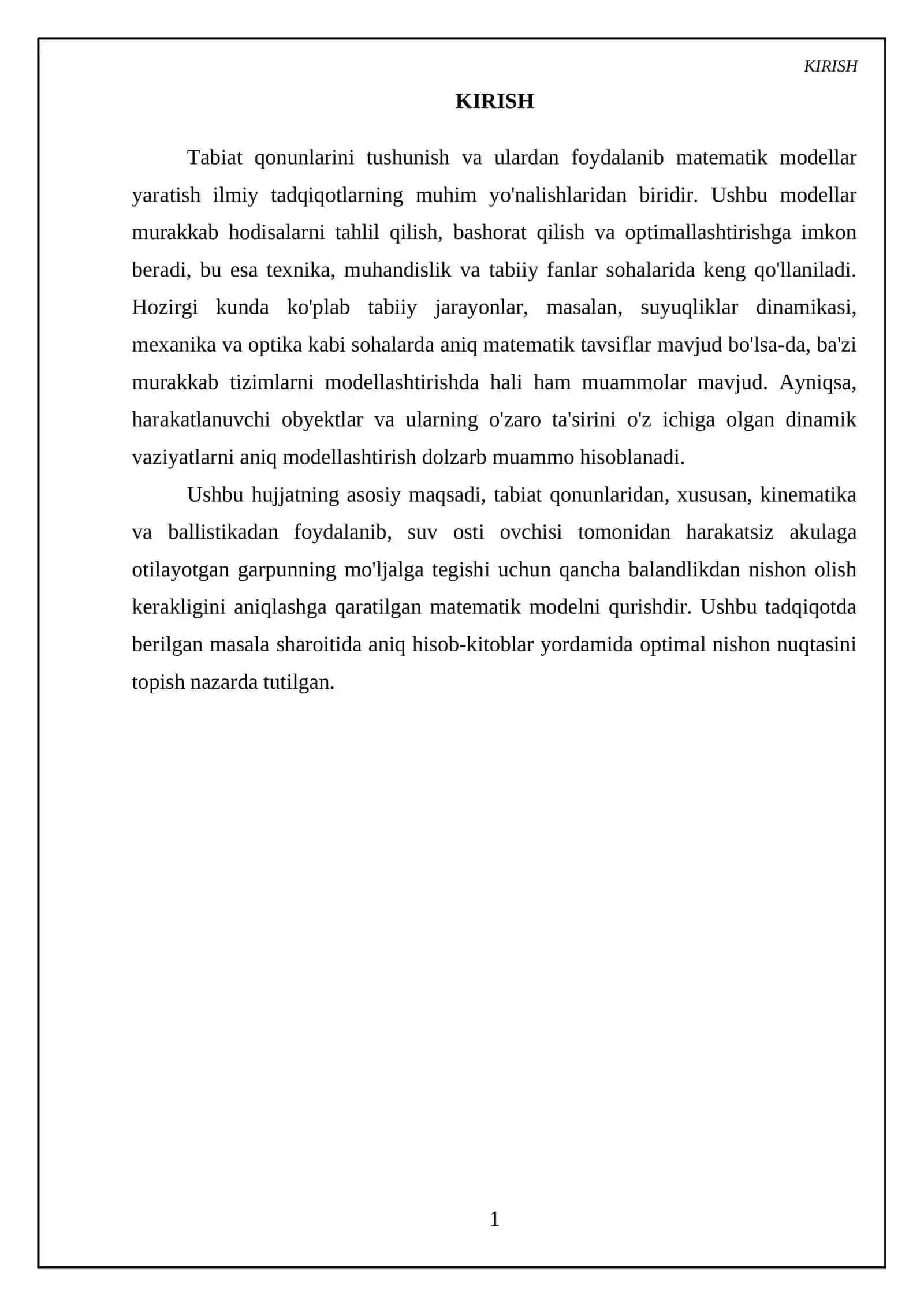 Tabiat qonunlaridan foydalanib matematik modellar qurish 3