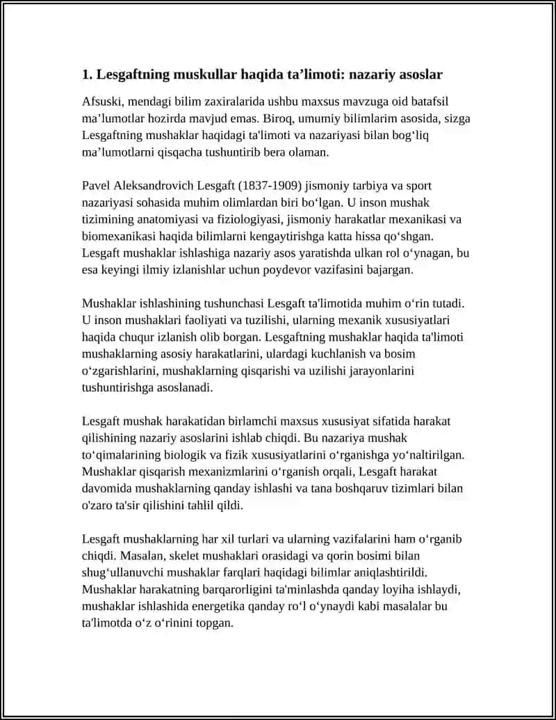 MUSHAKLARNING ISHI VA BIOMEXANIKASI.LESGAFTMUSHAKLAR TOʻGʻRISIDA TAʼLIMOTI 3