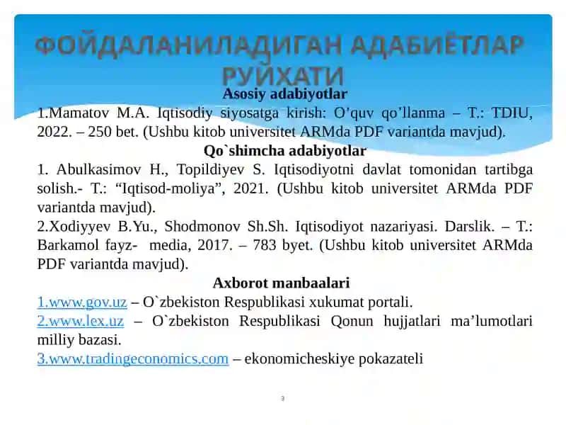 Iqtisodiy siyosatga kirish 3