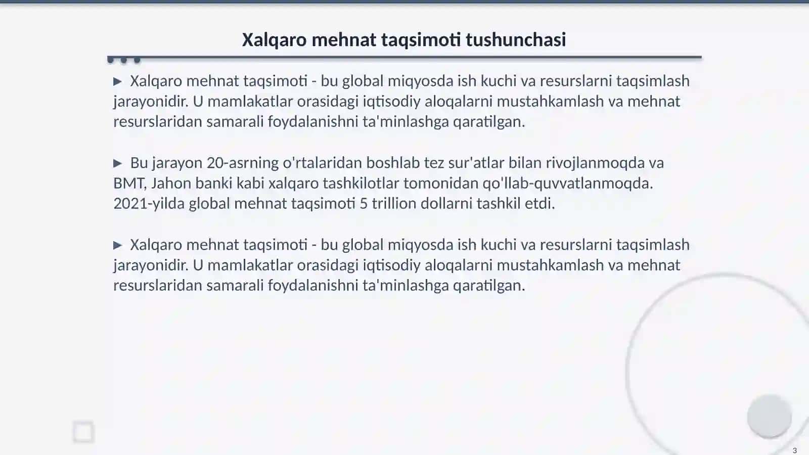 Xalqaro mehnat taqsimoti va jahon Xojaligi 3