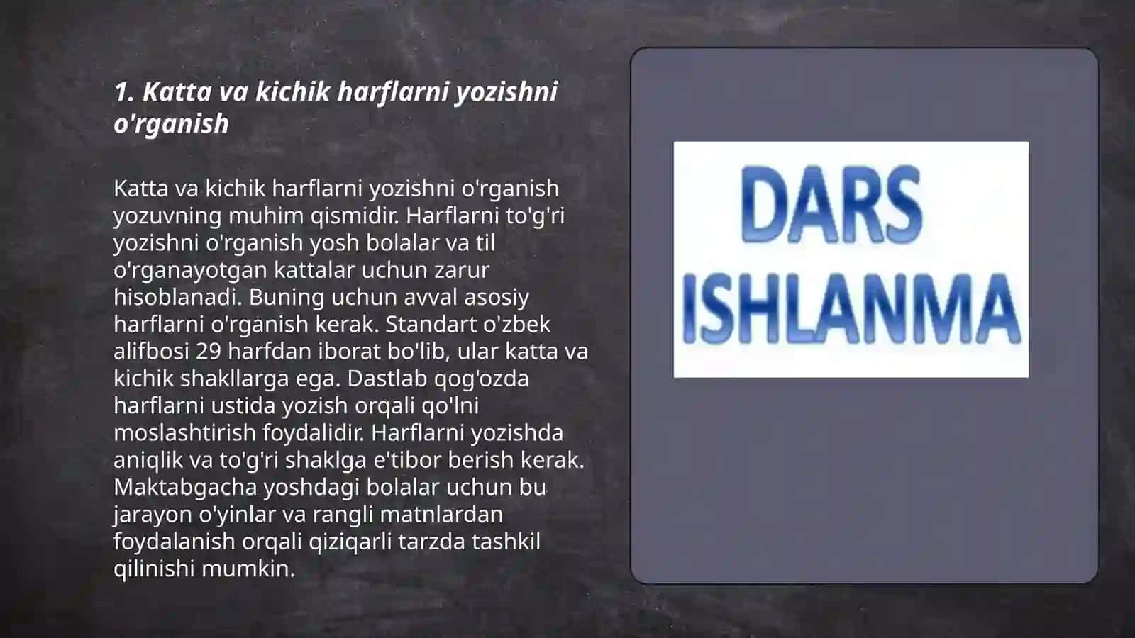 Katta va kichik harflarni yozishni o'rganish 3