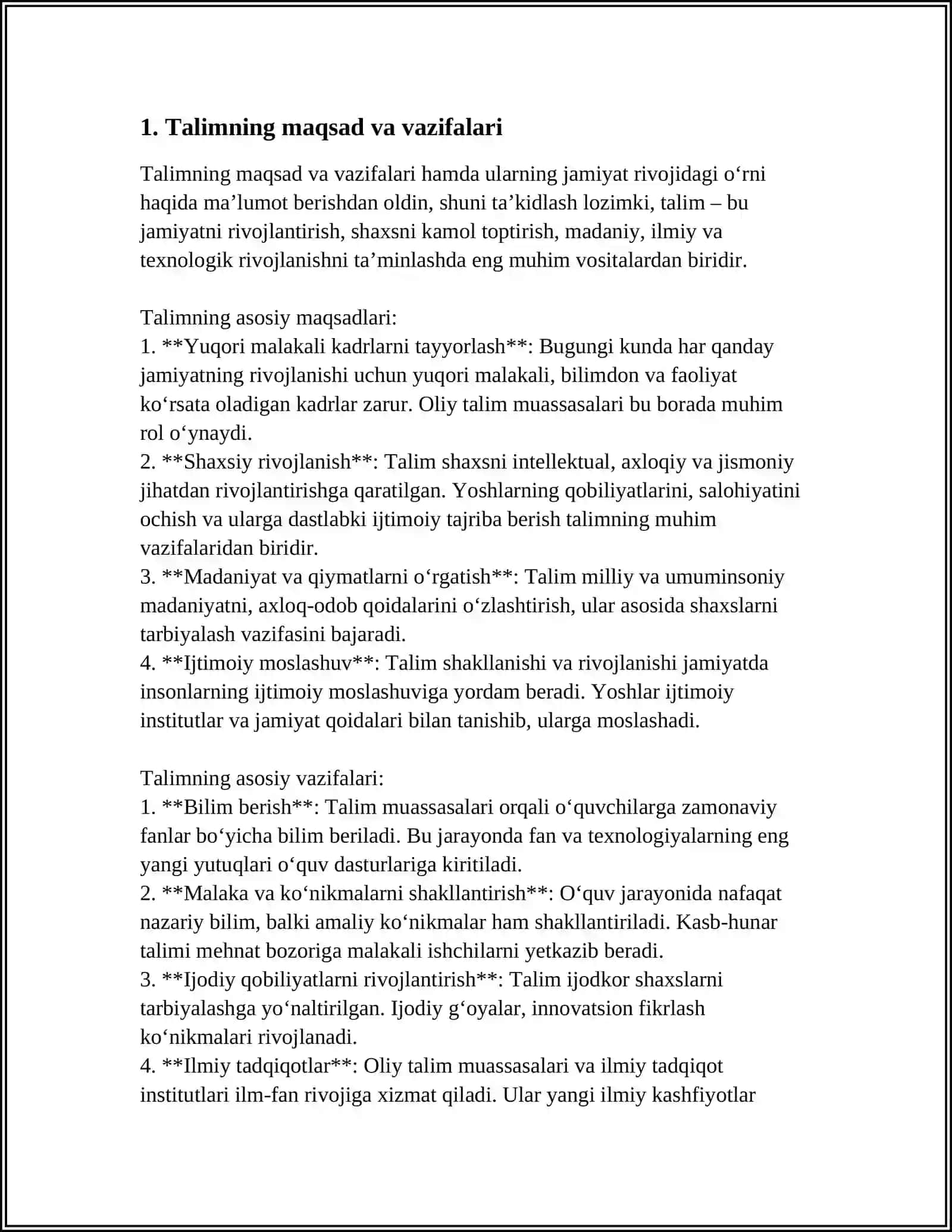 TA'LIM MAZMUNI MAVZUSIGA REFARAT YOZISH 3