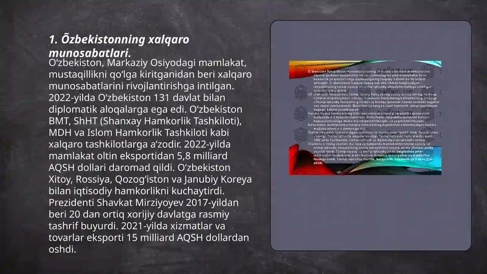 Õzbekiston va Jahon Hamjamiyati 3