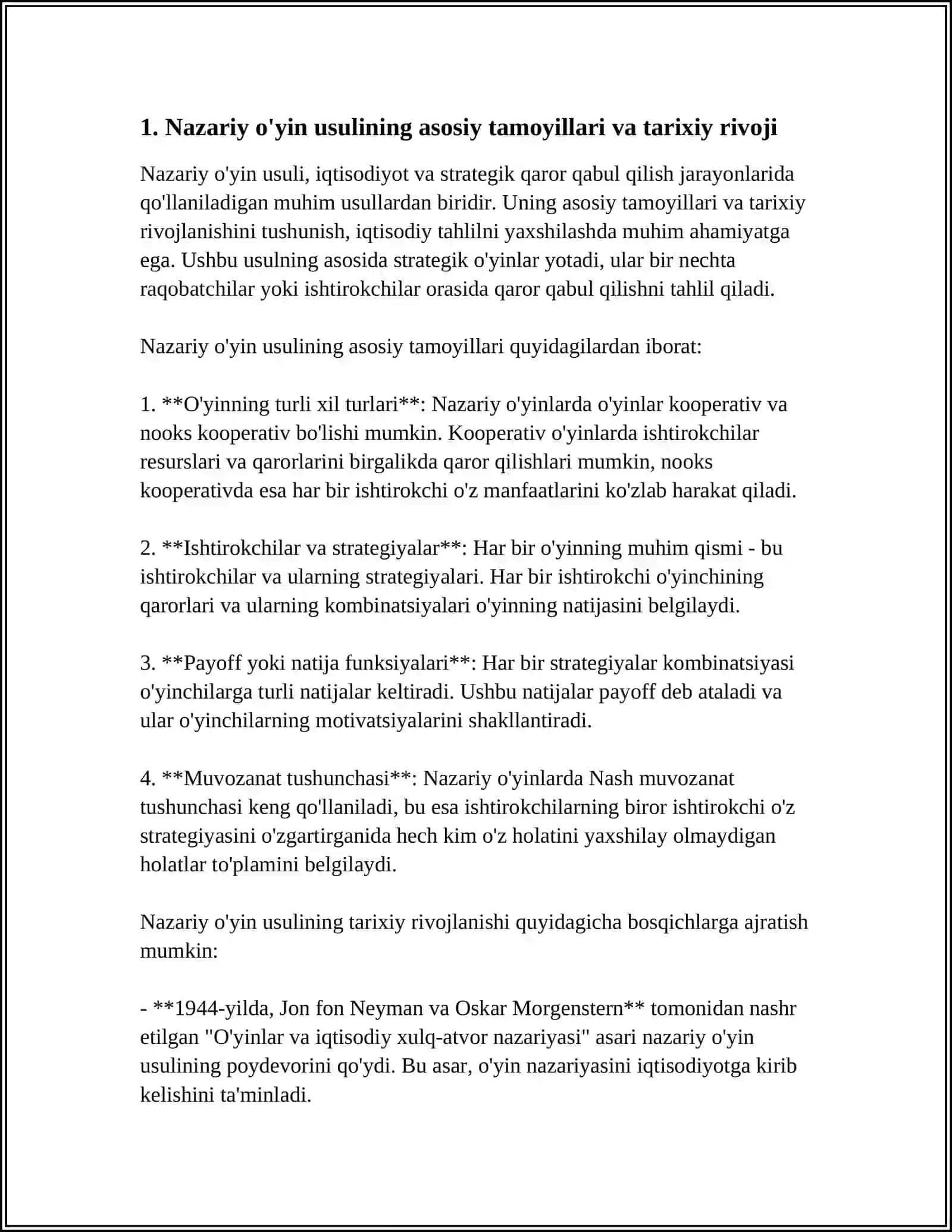IQTISODIY TAHLIL: NAZARIY O'YIN USULI 3