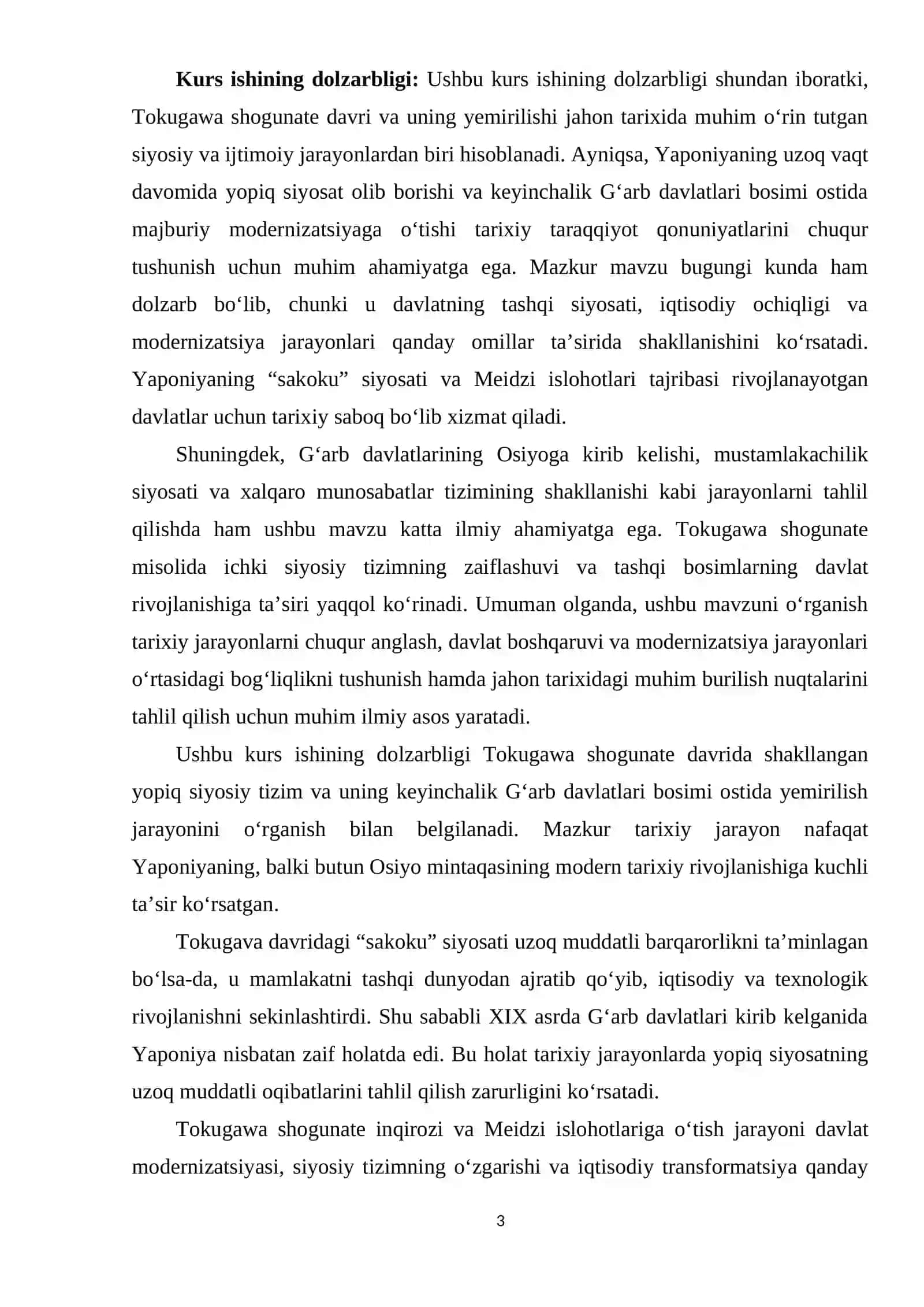 TOKUGAVA TARTIBOTI. YAPONIYA VA G‘ARB DAVLATLARI 3