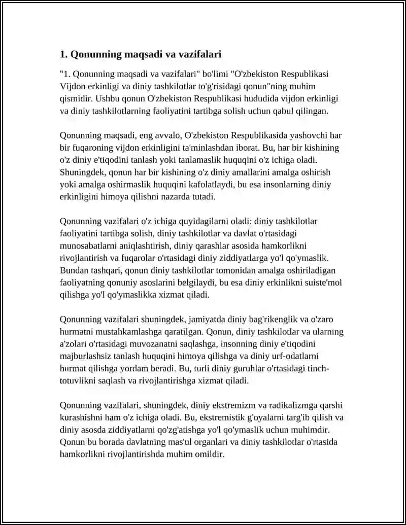 O'ZBEKISTON RESPUBLIKASI VIJDON ERKINLIGI VA DINIY TASHKILOTLAR TO'G'RISIDAGI QONUN 3