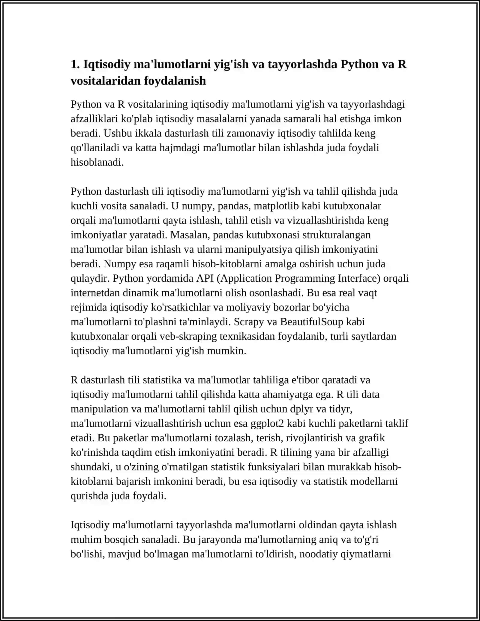 IQSODIY TAHLILDA KOMPUTER TEXNOLIGIYALARI VA DASTURIY TAMINOTLARDAN FOYDALANISH 3