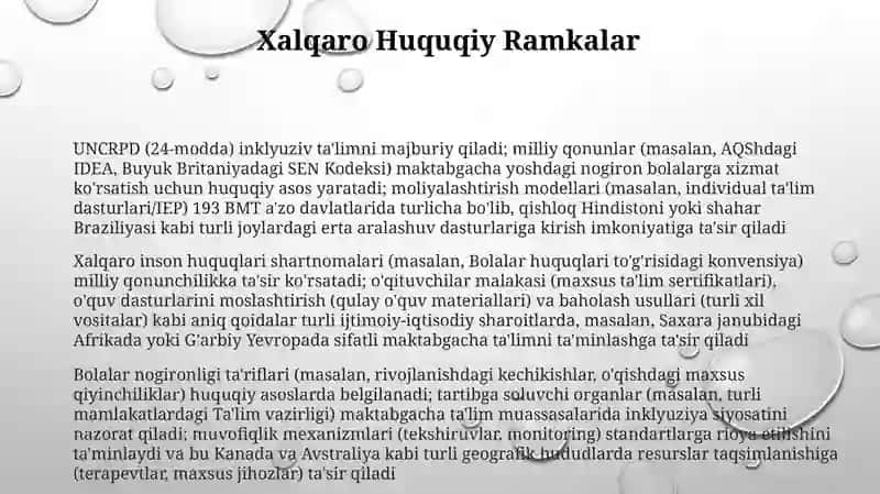 Huquqiy asoslar va nogiron bolalar uchun maktabgacha ta'limning huquqiy me'yoriy asoslari 3