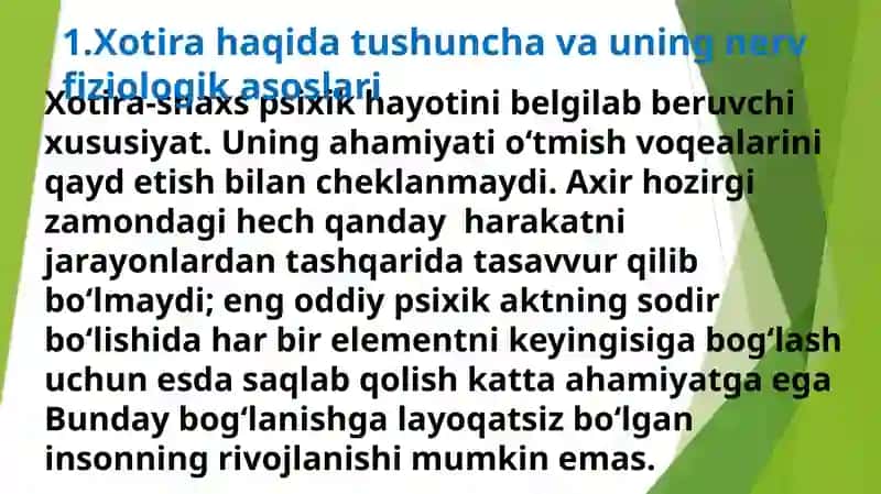 Xotira haqida tushuncha va uning nervfiziologik asoslari 3