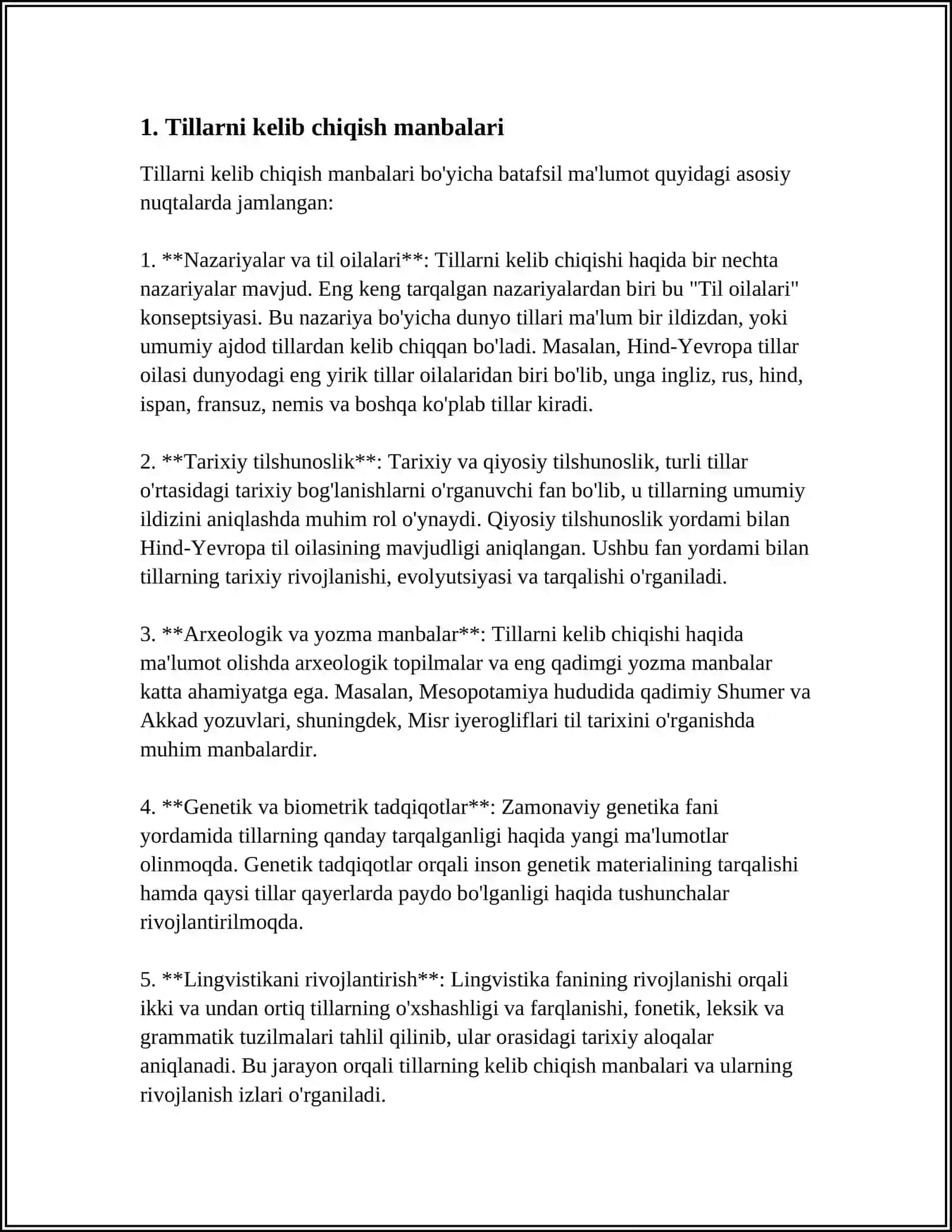 MUSTAQIL ISH Mavzu: TILLARNING GENEOLOGIK TASNIFI 3