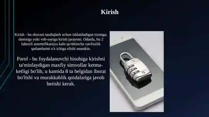 Kirish va Parol Tushunchasi 3