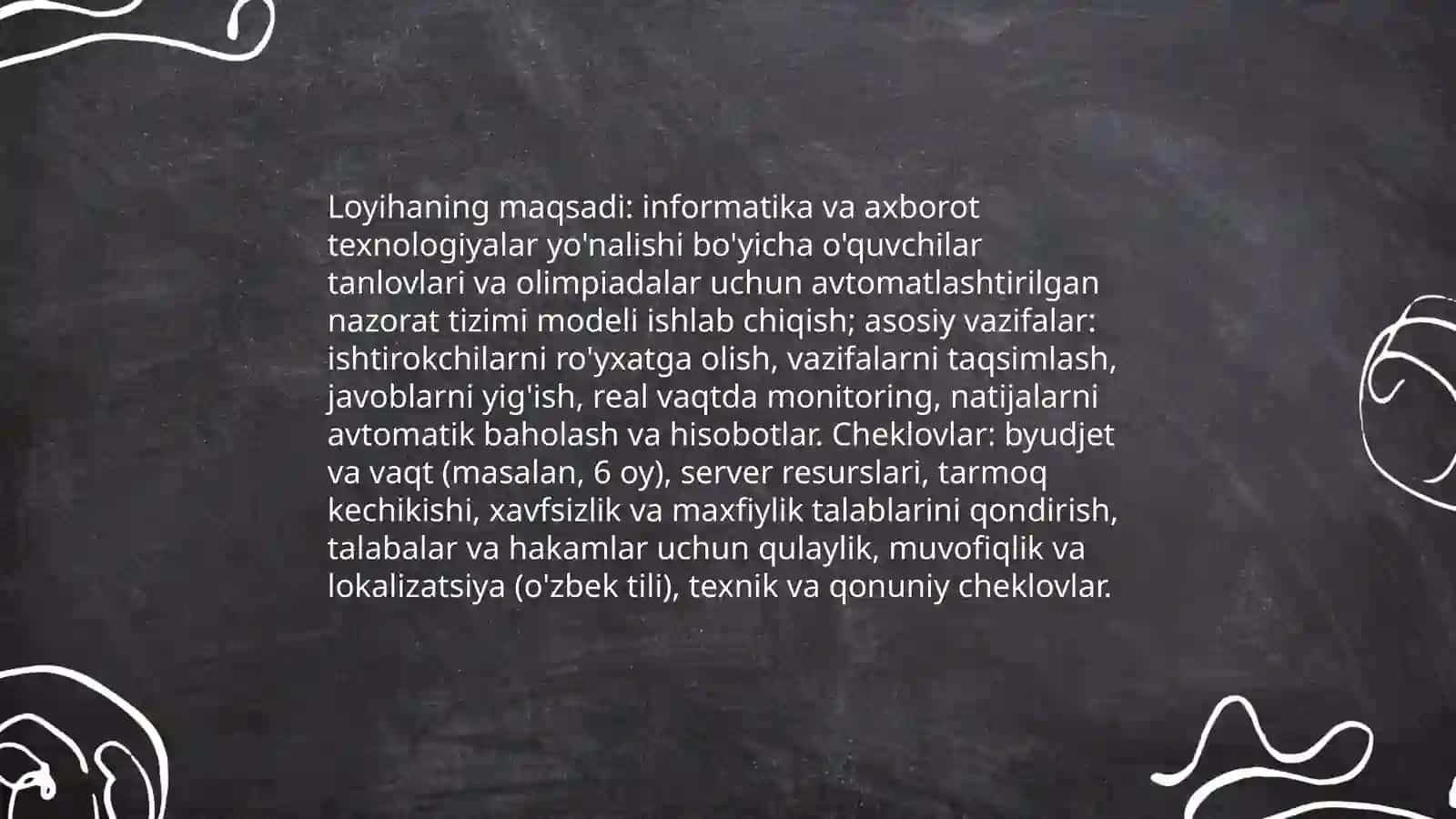 Informatika va axborot texnalogiylar yo'nalishi bo'yicha o'quvchilar uchun tanlovlar nazorat tizimi modeli 3