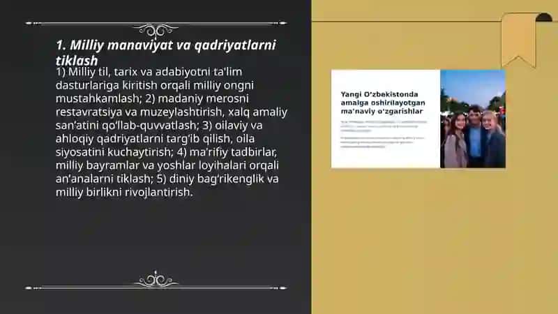 Yangi Oʼzbekistonda amalga oshirilayotgan manaviy oʼzgarishlar 3