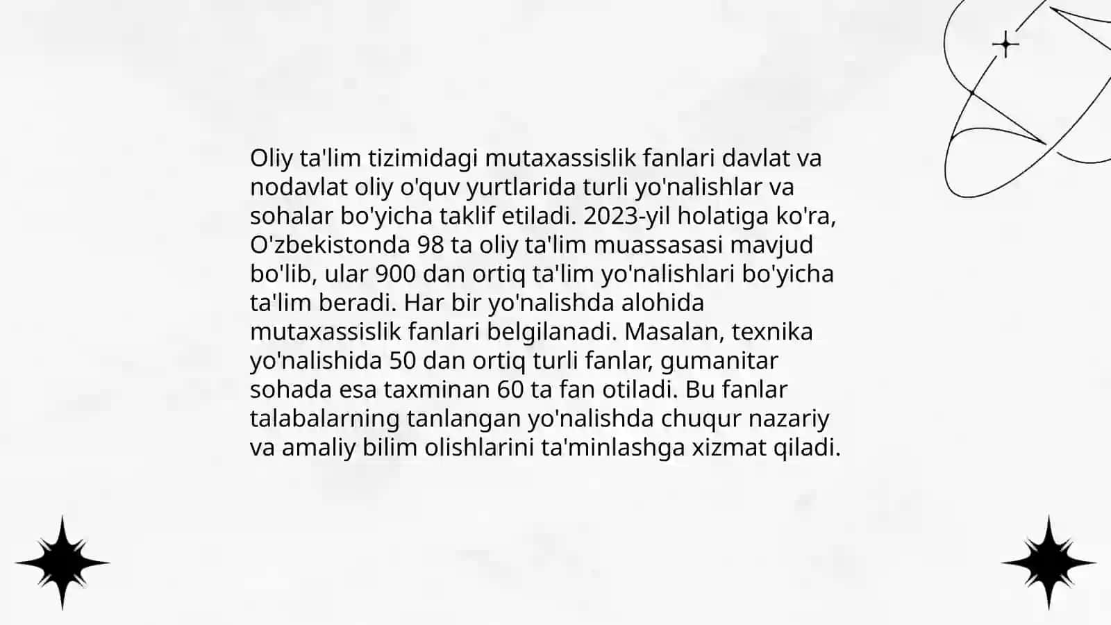 Oliy va professional ta'limda mutaxassislik fanlariga qo‘yiladigan talablar va mutaxassislik fanlarini o‘qitish shakllari 3