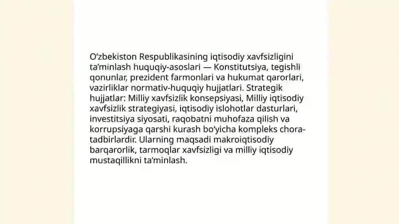 Davlatning iqtisodiy xavfsizlikni ta’minlash siyosati 3