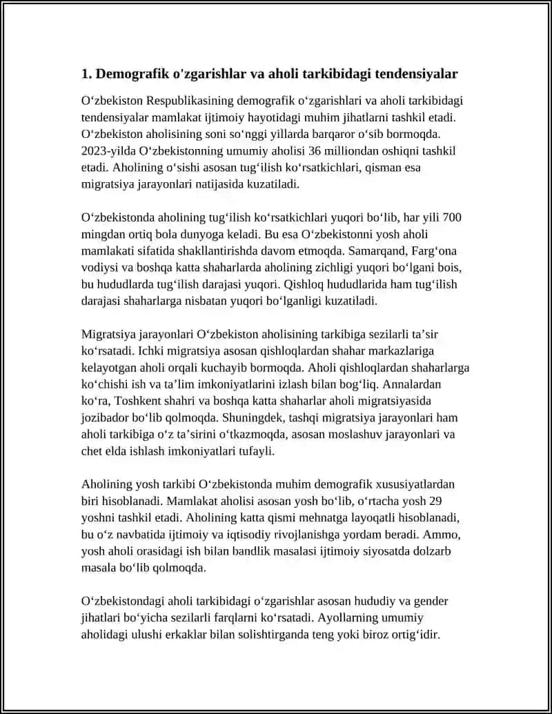 REFERAT O'ZBEKISTON RESPUBLIKASIDAGI IJTIMOIY O'ZGARISHLAR 3