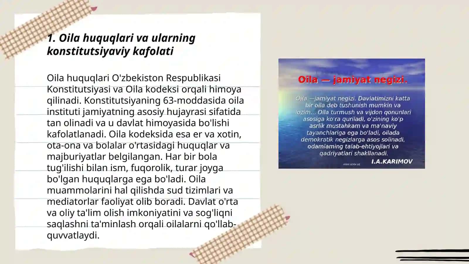 Oila, bolalar va yoshlar huquqining konstitutsiyaviy asoslari 3