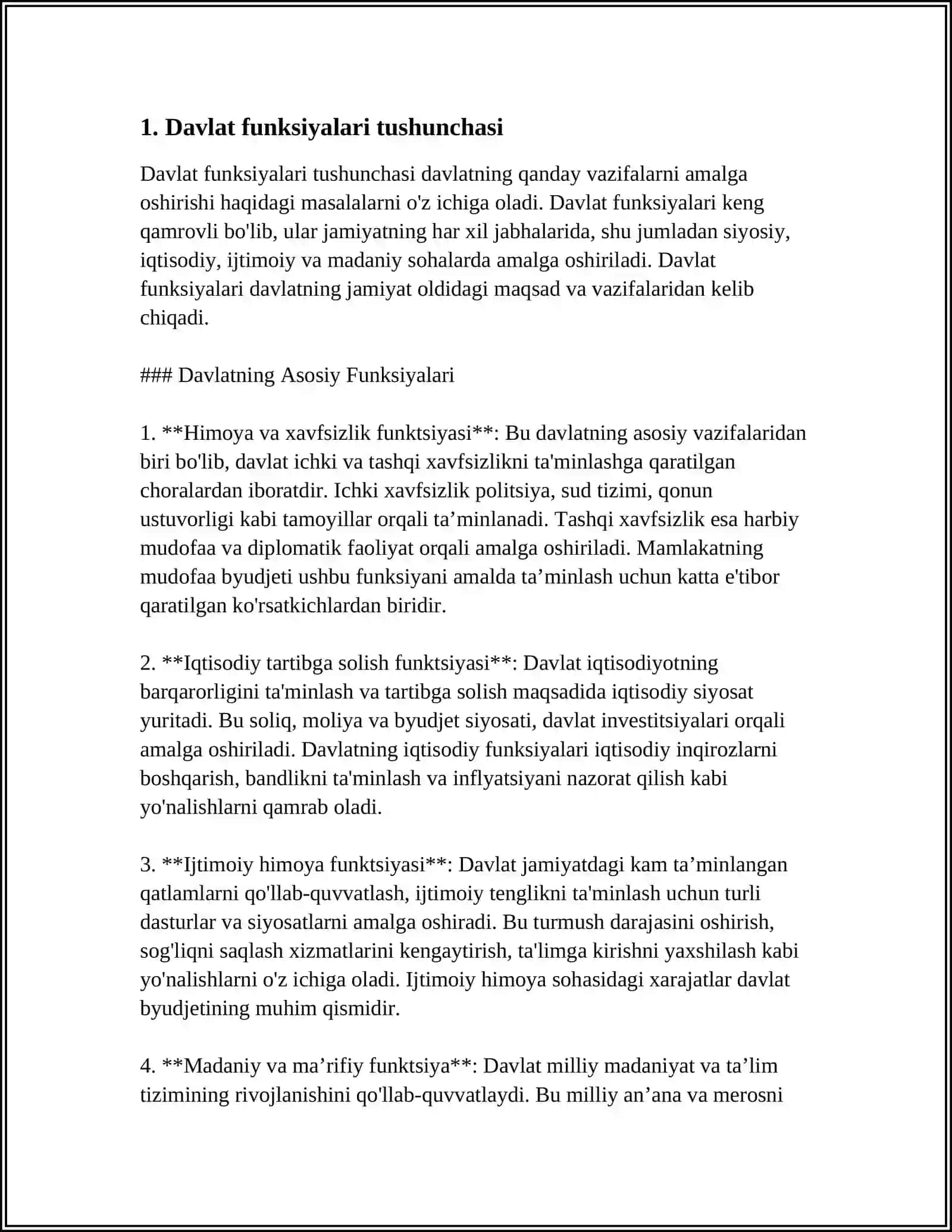 DAVLAT FUNKSIYALARI VA MOHIYATLARI UNING TARIFI 3
