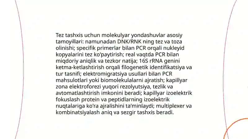 Bakteriyalarni tez tashxis qo'yishda hozirgi zamon yondashuvlari, molekulyar genetik usullari 3