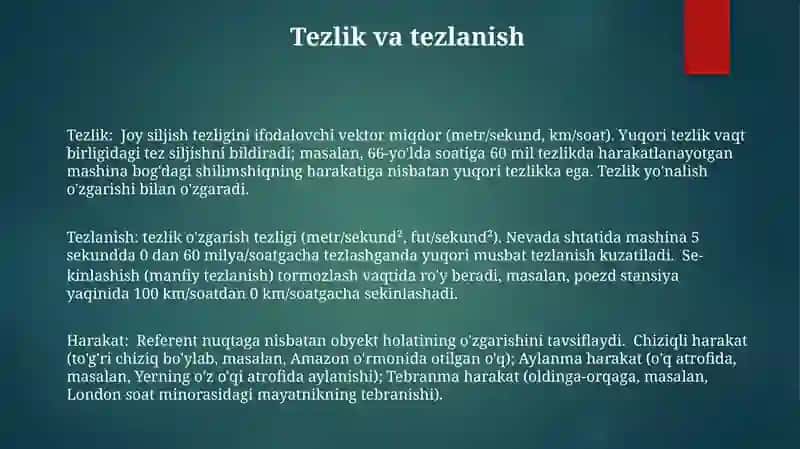 Shakllarning harakati, umumiy xossalari 3