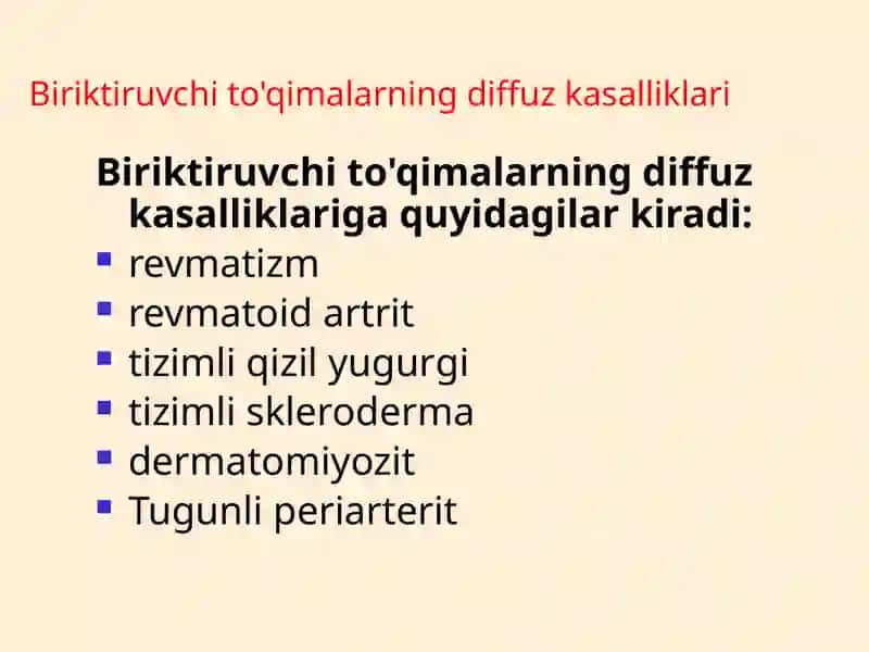 Biriktiruvchi to'qimalarning diffuz (tizimli) kasalliklari 3