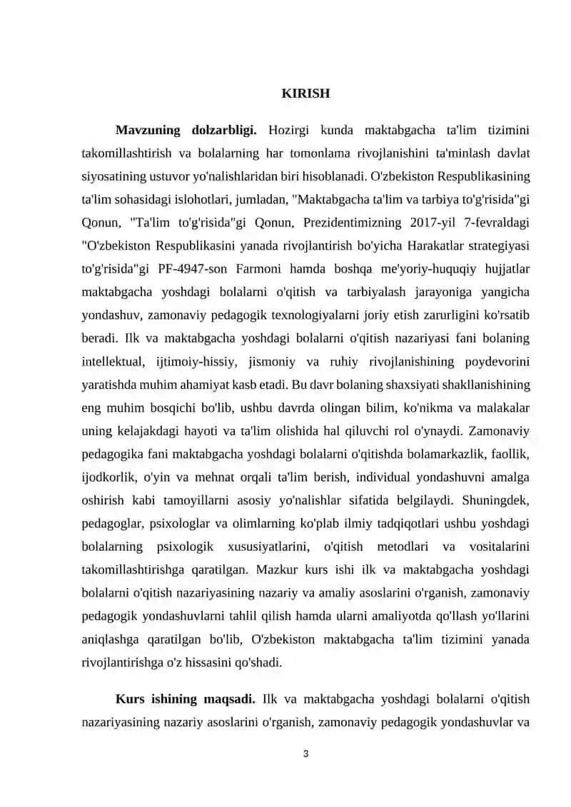 ILK VA MAKTABGACHA YOSHDAGI BOLALARNI O'QITISH NAZARIYASI 3