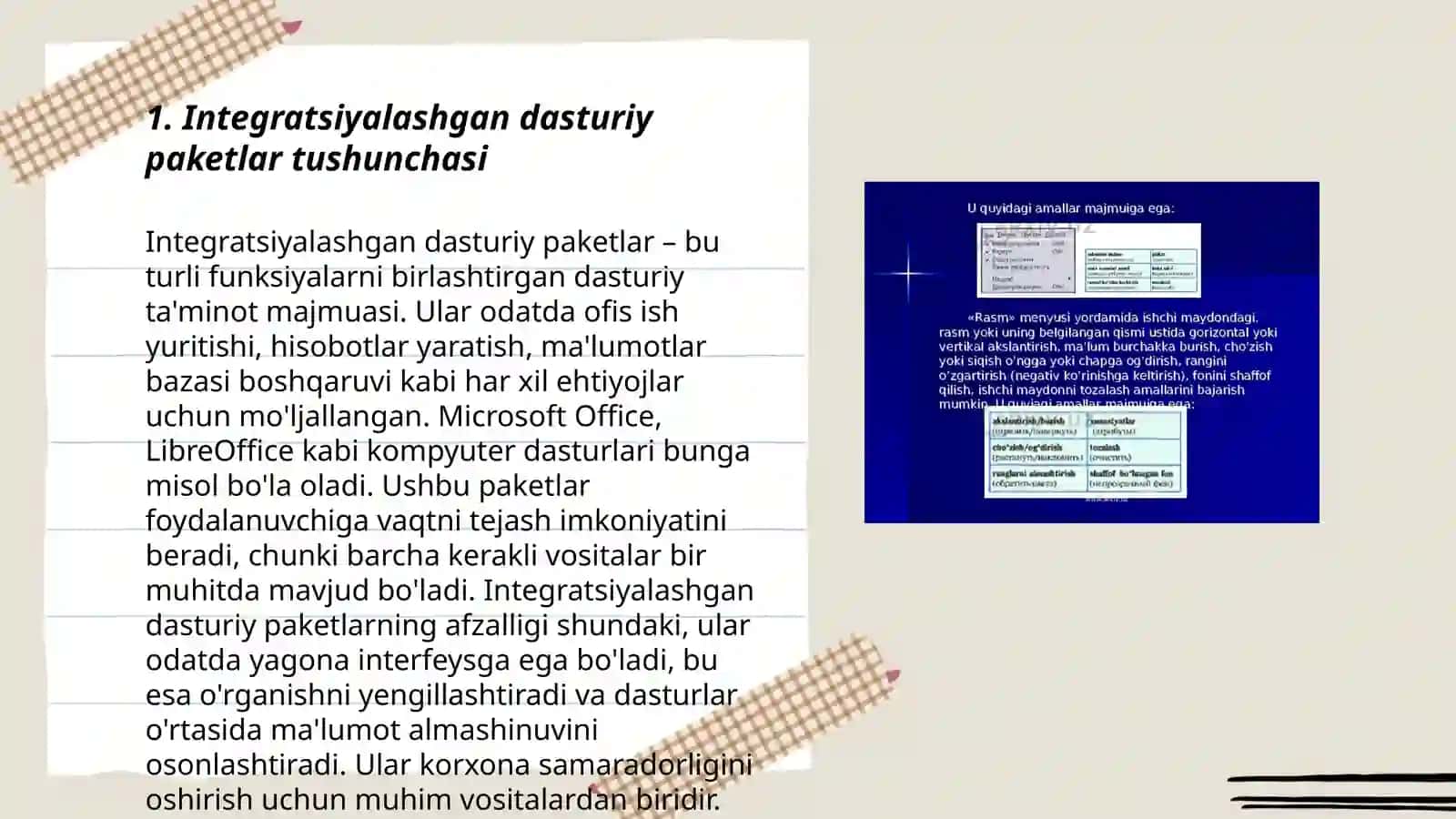 Integratsiyalashgan dasturiy paketlar 3