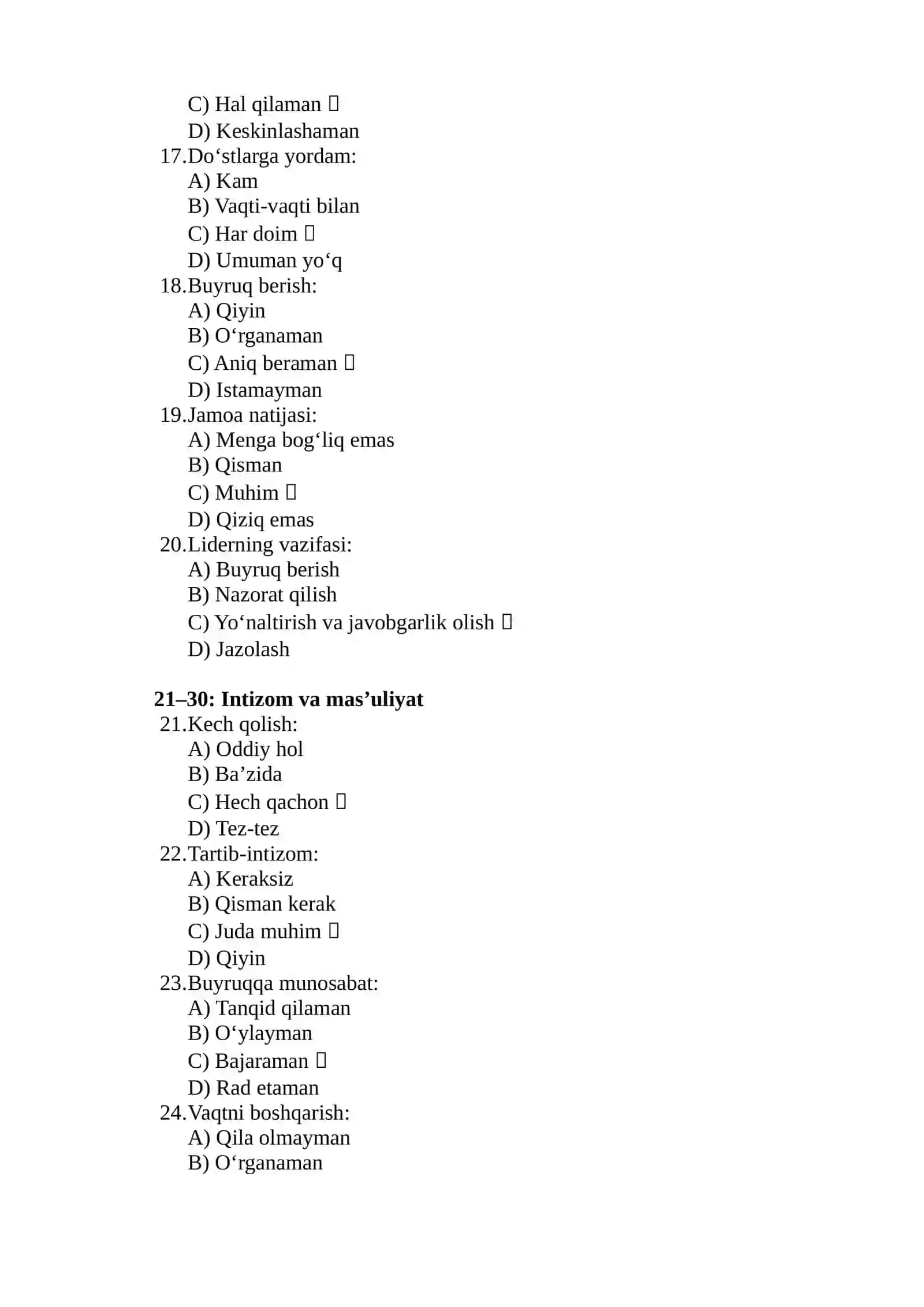 Ichki ishlarga kiruvchilar uchun psixologik test 3