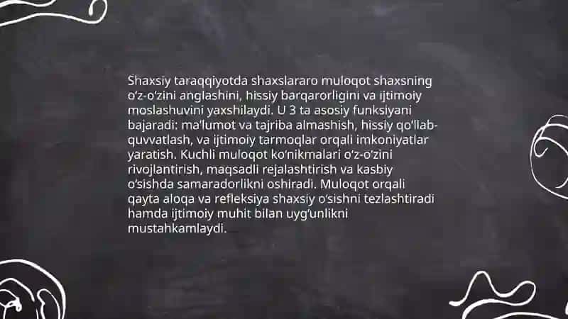 Shaxslararo muloqotning shaxs taraqqiyotidagi tutgan o'rni 3