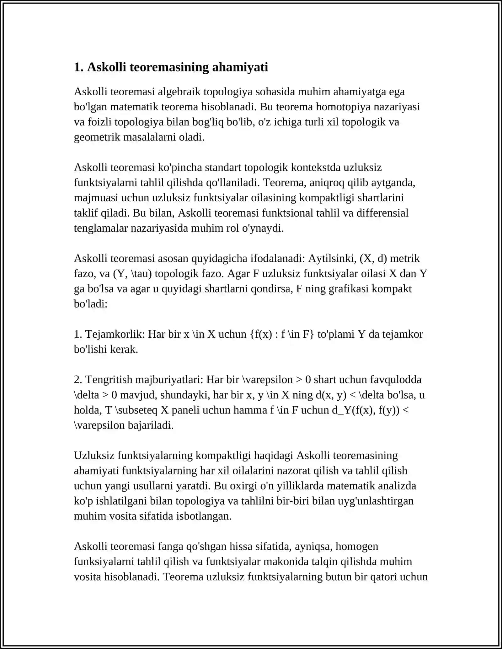 Askolli teoremasi va shartli ekstrimum 3