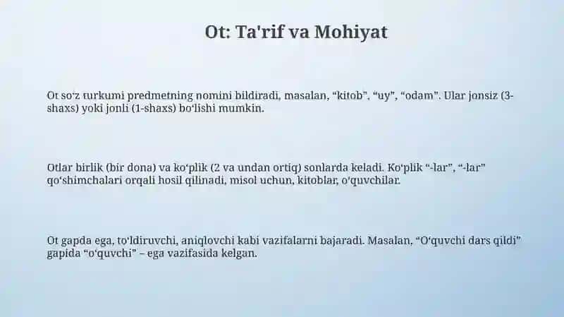 Ot soʻz turkumi 3