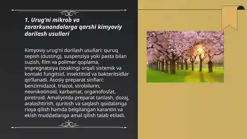 Urugʻni kasallik qoʻzgʻatuvchi mikroorganizmlar va zararkunandalarga qarshi dorilash 3
