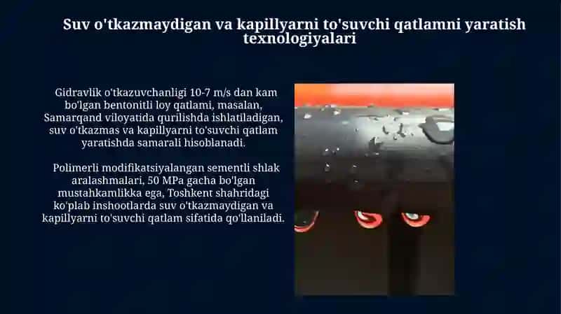 Suv o'tkazmaydigan va kapilyar to'suvchi qatlamini qurishning texnologiyasi 3