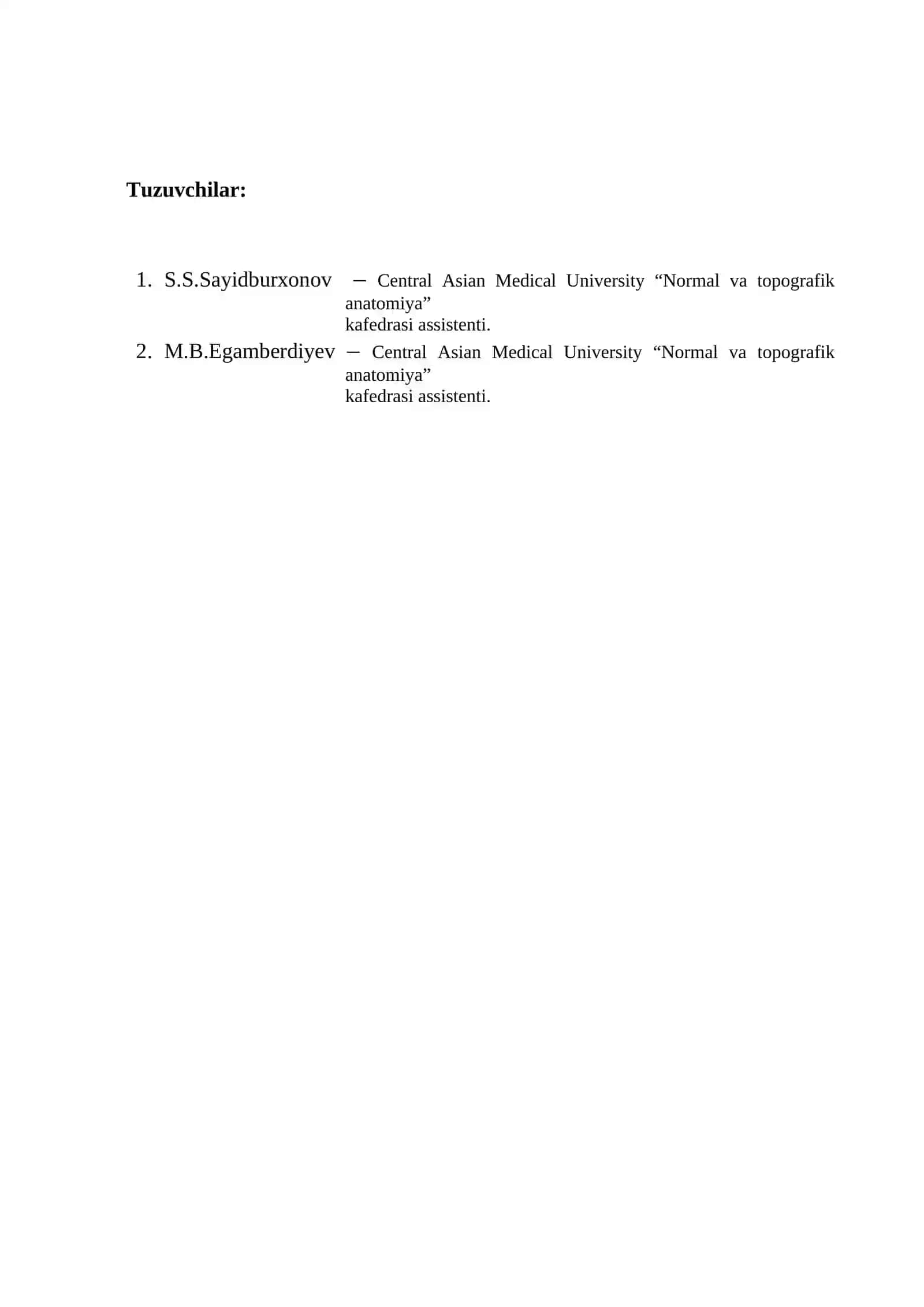 DAVOLASH ISHI VA PEDIATRIYA YO`NALISHI 3 KURS TALABALARI UCHUN TAYORLANGAN TEST TOPSHIRIQLARINI TO’PLAMI 3
