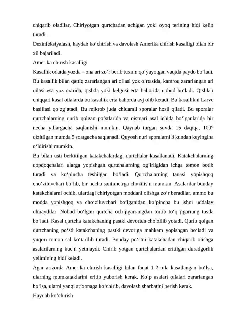 Asalarilarning virusli falaj kasalligi va kurash choralari 3