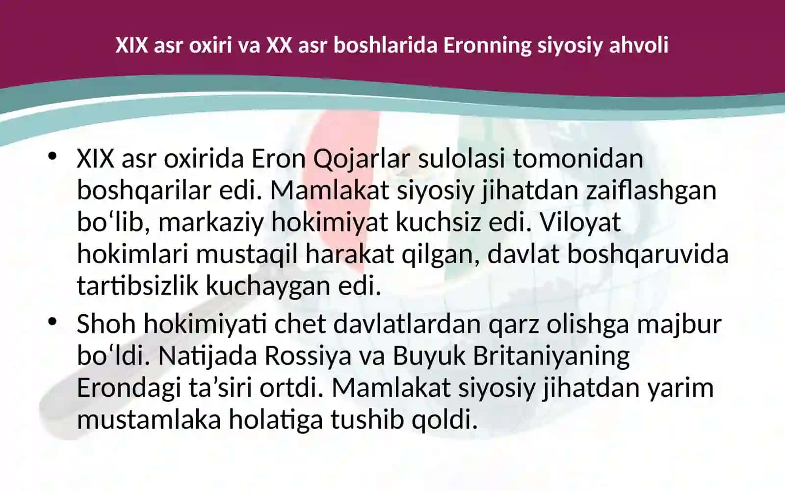 1870-1914 yillarda Eron va Afgoniston 3
